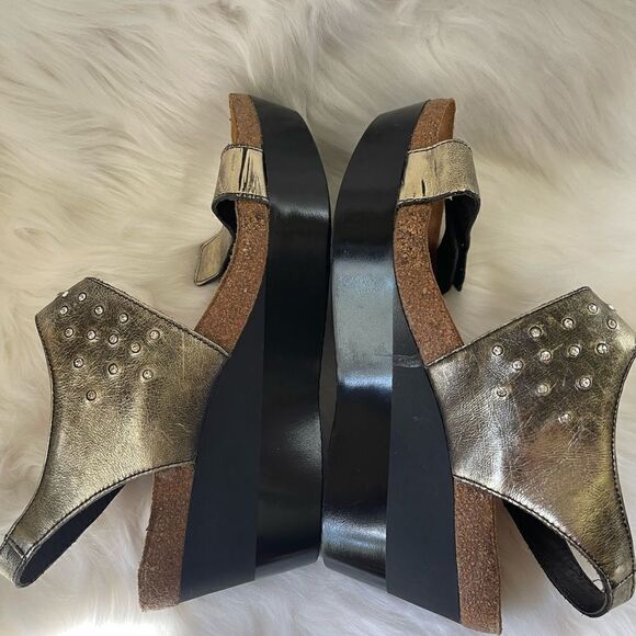 Naot metallic antique bronze wedge straps sandals Rhinestones accent EUR SZ40 - Picture 13 of 14